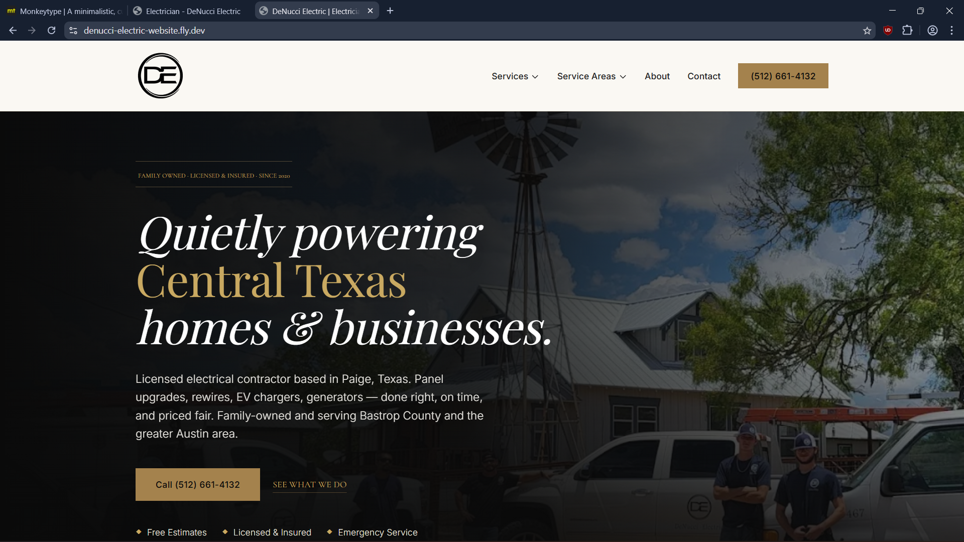 Denucci Electric custom website demo homepage